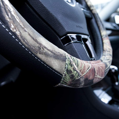 MOSSY Oak Camo Steering Wheel Cover, Universal 15 inch - Made with Premium PVC Leather and Cotton Fabric - Official Licensed Product...