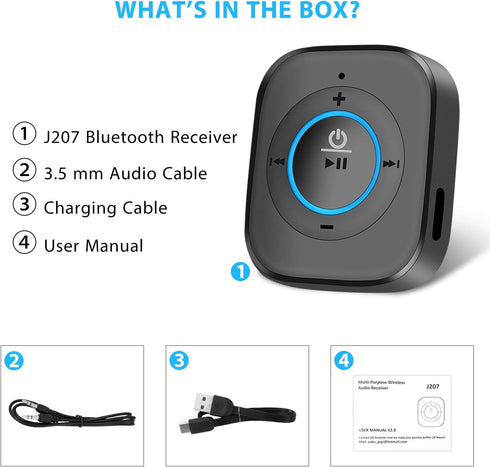 iDIGMALL 2023 Latest Bluetooth 5.3 Audio Receiver for Speaker, Wireless 3.5mm Aux Hi-Fi Music Adapter w/Noise Cancelling Mic & Hands-Free for Car ...