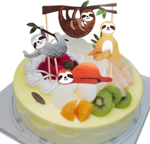 Toyvian Sloth Cake Topper Set Creative Cute Decor Cake Insert Card for Birthday Party Festival - 4pcs...