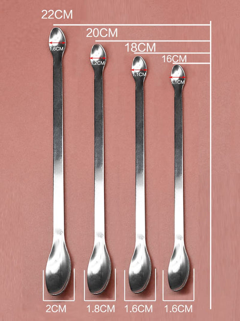 4 Pieces Stainless Steel Micro Lab Scoop Spoon Long Handle Micro Laboratory Sampling Scoop Thickened Double-Headed Micro Lab Scoop Reagent Samplin...