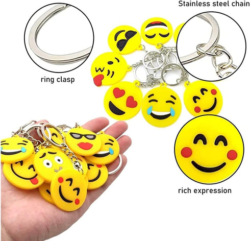 64 Pack Mini Emoticon Keychain Plush(16 expressions), Cute Keychain, Party Favors for Kids, Keychains, Valentine's Day Gifts/ Birthday Party Suppl...