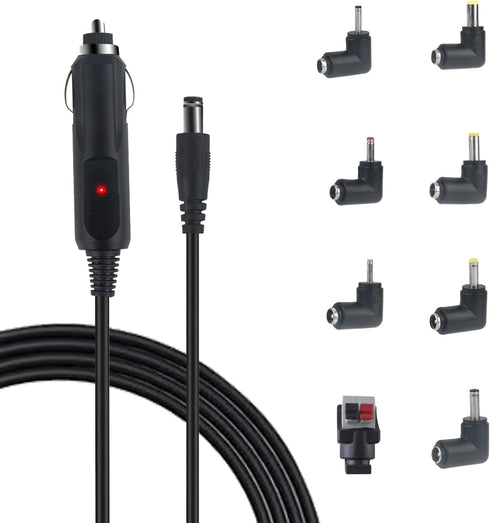 12V 2A Car Charger, Universal DC 5.5x2.1mm Charger Adapter with 8 Connector Tips for DVD Player, GPS, Bluetooth Speakers, Piano Keyboard, External...