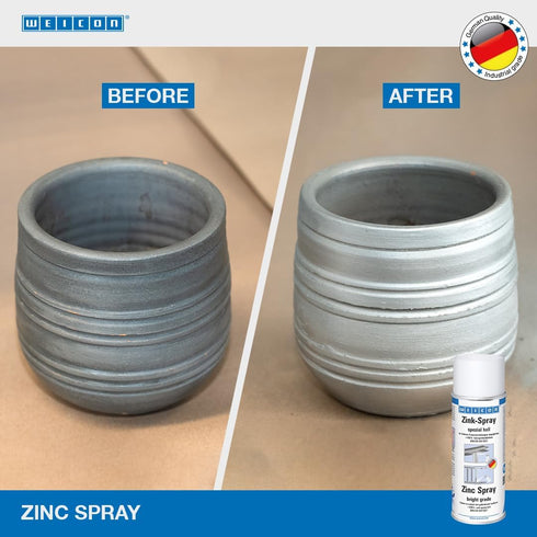 WEICON Zinc Spray 400 ml | TÜV-Tested | Fast-Drying, heat-resistant and suitable as primer for metal |Matt Grey...