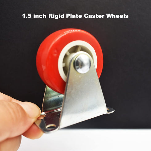 1.5 inch Rigid No-Swivel Plate Hard Rubber Caster Wheels for Furniture and Workbench 6 Packs(Free Screws)...