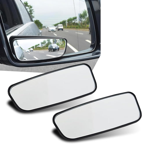 2 PCS Car Rearview Mirror, Waterproof HD Glass Adjustable Vehicle Reversing Auxiliary Mirror with Curved Mount, Universal Rectangular Blind Spot M...
