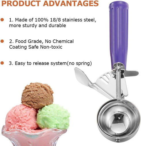 Ice Cream Scoop, Small Size Cookie Scoop Melon Baller Scoop with Trigger Release for Meatballs Melon, Ice Cream Scoop Stainless Steel Scoopers (Sm...