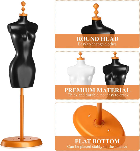 4pcs Doll Cloth Gown Display Support Holder Mini Mannequin Model Stand Plastic Display Support Holder for Doll...