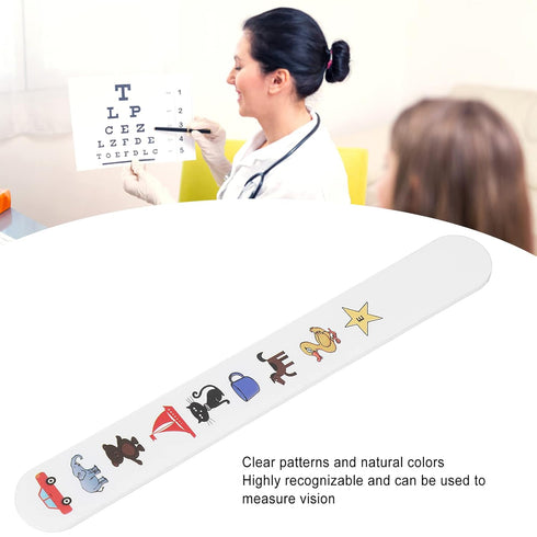 Check Vision Tester Stick, ANGGREK Kids Fixation Stick Vision Tester Clear Colorful Animal Patterns Waterproof Coating Thicken Eye Test Card(No.1)...
