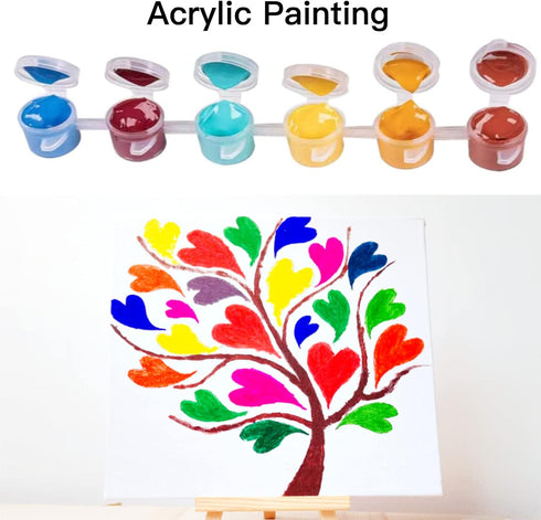 Aosemili Acrylic Paint Set for Kids - 4 Pre-Stenciled Painting Canvas Panels 8 x 8 inches with 12 Paints 2 Brushes for Girls Boys and Beginners...