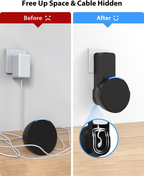 Maxonar Wall Mount for Echo Pop, Echo pop Wall Mount Speaker Holder Stand No Screws No Drill Needed Cable Hidden Storage - Black...