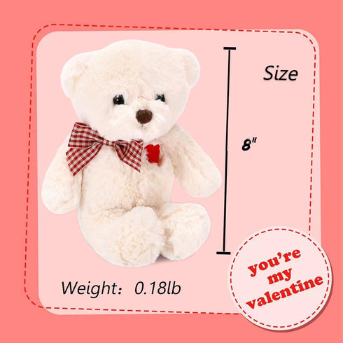 Small Teddy Bear with Heart Cute White Teddy Bear Stuffed Animal Valentine's Day Soft Stuffed Bear Plush Bear Plushie Toys Gifts for Girlfriend Bo...