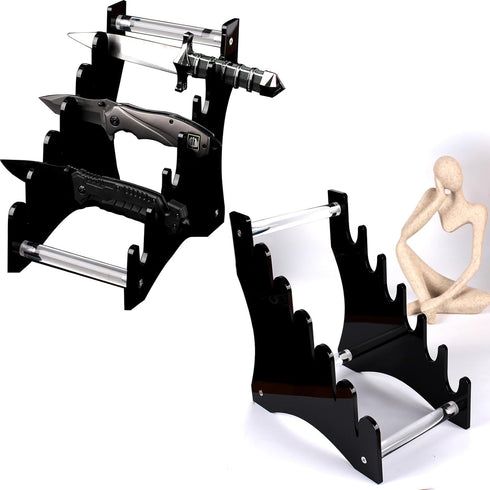 Knife Display Stand Knife Stand Display Knife Storage Holder Acrylic Knife Display Stand Organizer Holder Knife Storage 6 Knives(Black)...