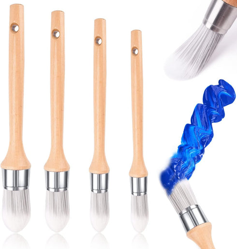 WXJ13 4 Pieces Trim Painting Tool Edge Painting Tool Corner Paint Brush Trim Paint Brush Paint Trimmer Edger Wooden Handle Round Painting Tool for...