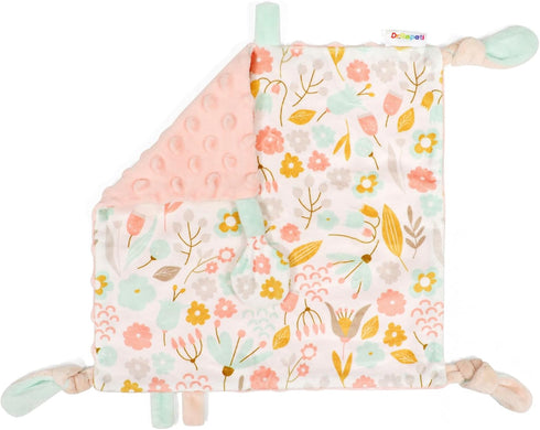 Dr.Rapeti Tag Security Blanket for Baby Infant Toddler Kid 10x10inches Washable Sensory Toy Lovey Appease Blanket (flower)...