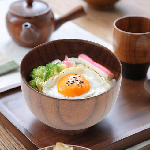 Solid Wood Bowl Acacia Wave Serving Bowl Handmade Storage Natural Root Wood Crafts Bowl Food Container Tableware for Fruits Salads Noodles Rice Di...