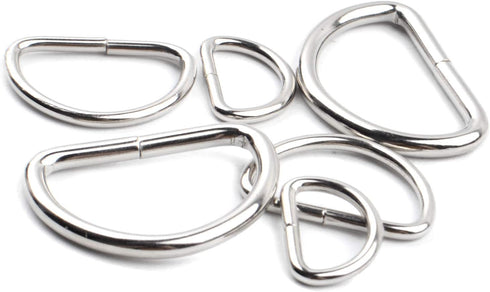 BronaGrand 60pcs Assorted Multi-Purpose Metal D Ring Semi-Circular D Ring for Hardware Bags Ring Hand DIY Accessories - 1/2 Inch, 3/4 Inch, 1 Inch...