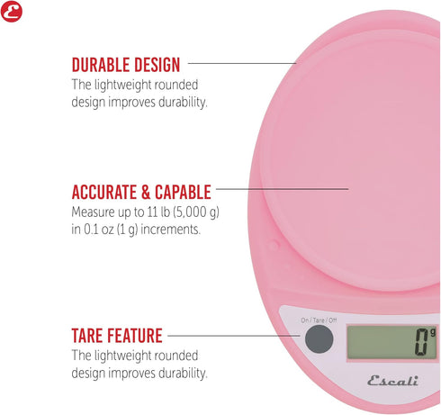 Escali Primo Digital Food Scale Multi-Functional Kitchen Scale and Baking Scale for Precise Weight Measuring and Portion Control, 8.5 x 6 x 1.5 in...