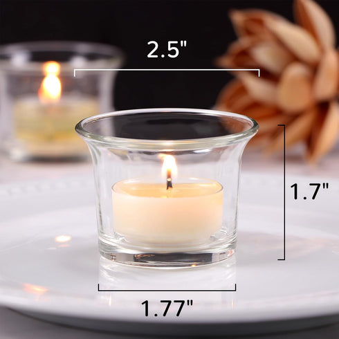 Letine Tealight Candle Holder Set of 12- Clear Glass Votive Candle Holders Bulk for Christmas Decorations, Wedding, Party & Home Decor...