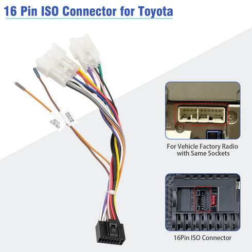 16Pin ISO Android Radio Stereo Wiring Harness with Butt Connector Reverse SWC Cable Replacement for Select Toyota and Subaru Car Audio Adapter......