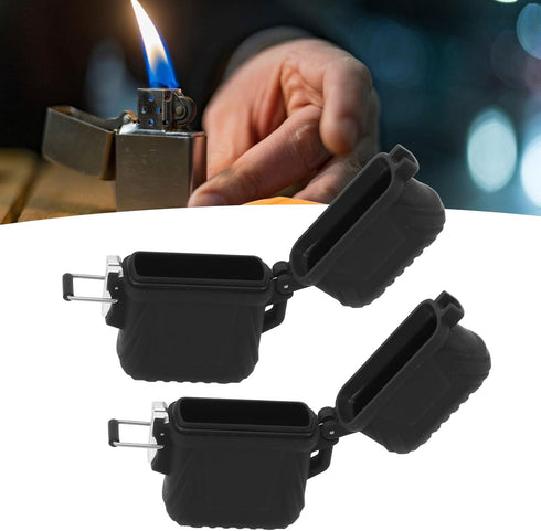 2 PCS Lighter Case, Waterproof Lighter Case Cover Holder Outdoor Survival Multipurpose Seal Lighter Pouch, Black......