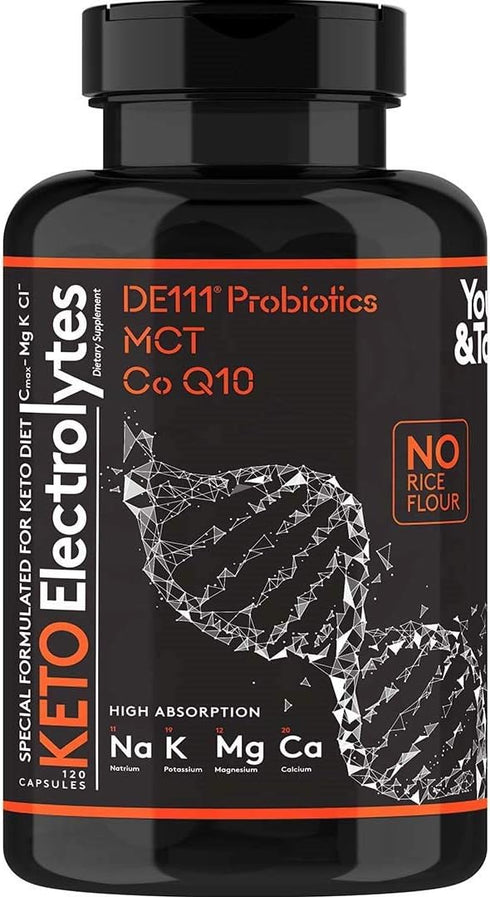 120 MCT Keto Electrolytes Pills | 150 mg Magnesium Probiotics Co Q 10 | Potassium Sodium Chloride Calcium Zinc & D3 Vitamin | Premium Grade Salt S...