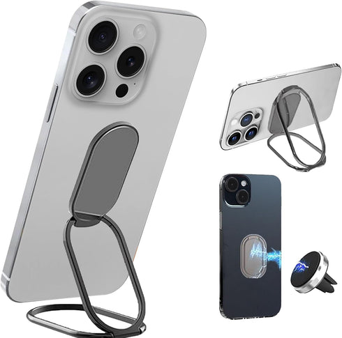 Cell Phone Ring Holder Finger Kickstand 360° Foldable Swivel Phone Stand Metal Back Ring Grip Foldable Ring Stand for Magnetic Car Mount iPhone an...