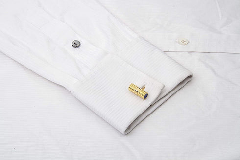 Checkered Cylinder with Blue Tips Cufflinks...