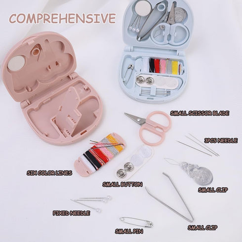 2pcs Min Travel Sewing Kit DIY Sewing Supplies Portable Sewing Tool Kits Buttons Pins Storage Box Sewing Box Beginner Friendly Emergency Sewing Re...