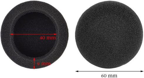 10 Pairs 60mm/2.4" Replacement Foam Ear Pud Earpads Sponge Cushion Covers for Logitech H600, H330, H340,Sony MDR-G45LP,Jensen JHH110 /FreeTalk 509...