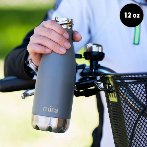 MIRA 12 oz Insulated Water Bottle - Slim Stainless Steel Cola Shape Thermos - Double Wall Hot & Cold Flask (24Hr Cold/12Hr Hot) - Pearl Blue...