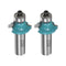 2pcs Roundover Router Bit 1/2 Shank 1/4" Radius Carbide Tipped Edge Rounding Over Bit with Bearing Guide, Woodworking Milling Tool, Cyan...