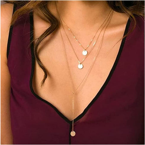 Fashion Layered Long Necklace Coin Pendant Necklace Chain Charm Necklace Jewelry for Women...