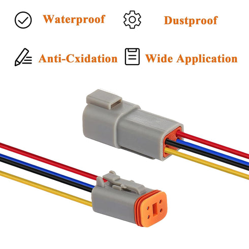 HYAT 14 AWG 4 Pin DT Connector Waterproof Automotive Electrical Connector, Male and Female Way Auto Electrical Wire Connectors Harness for Car Tru...