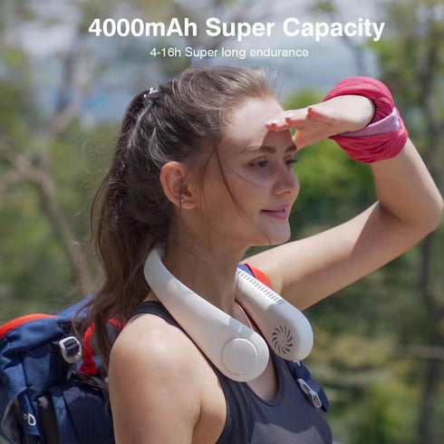 Portable Hanging Neck Fan,Battery Operated Bladeless Neck Fan,Rechargeable Personal Cooling Fan,Wearable Personal Neck Fan with 3 Wind Speeds for ...