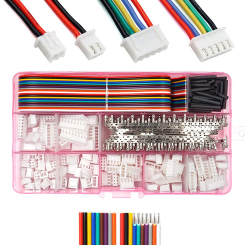 XH 2.54mm Connectors Pin Header and Ribbon Cables Wires Kit Compatible with JST-XH Connector 2/3/4/5/6/7/8 Female Pin Housing...