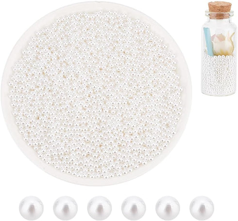 OLYCRAFT 4700pcs 3mm Mini White Pearl Beads No Hole Loose Beads Small Acrylic Pearl Beads Resin Filling Material Pearl Beads for Resin Crafting, N...