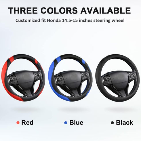 West Llama Customized Auto Car Steering Wheel Cover for Honda (Black+Blue)...