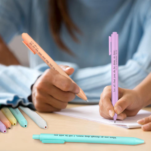 50 Pcs Pastel Christian Pens Bible Verses Retractable Gel Pens Pastel Pens with Inspirational Bible Verse Christian Gifts Bulk Pastel for Student ...
