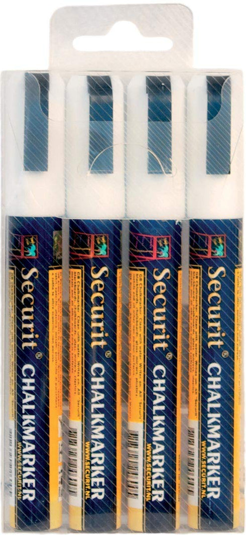 American Metalcraft-SMA510V4WT Securit Small Tip Chalk Markers, White, 4-Pack...