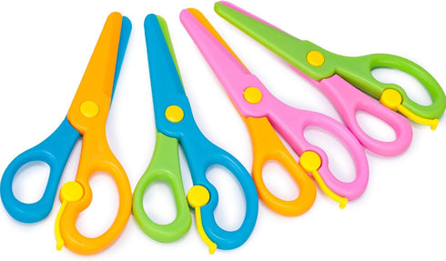 LOVESTOWN Kids Safety Scissors, 4 PCS Blunt Tip Scissor Preschool Training for Toddler & Children, Anti-Pinch Design, Child Hand Eye Coordination ...