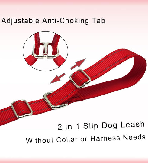 6FT Slip Lead Dog Leash Anti-Choking, Reflective Strong Nylon Flat Dog Leash, No Pulling Dog Training Leash for Small Medium and Large Dogs/Pets (...