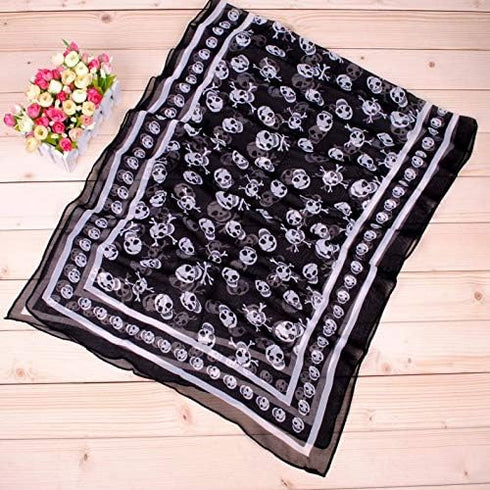 Sugar Skulls Print Scarf Shawl Halloween Large Fashion Scarves for Women (2 skull)...