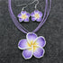 Hawaiian Colorful Plumeria Flower Necklace Earrings Set - Tropical Beach Party Accessories for Women Vacation Luau Events Jewelry...