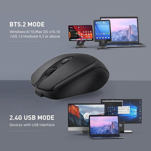 Bluetooth Wireless Mouse USB C for Macbook Air Pro/Computer/Laptop, Wireless Rechargeable Silent Ergonomic Mouse Type C for Mac/iPad/iMac/Surface ...