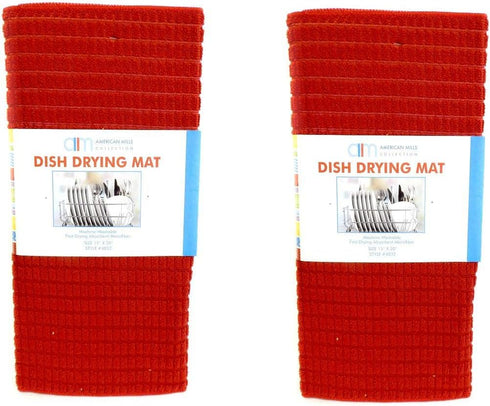 2 Pack Embossed Ultra Absorbent Kitchen Microfiber Dish Drying Mat (Red)...