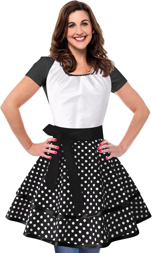 Violet Mist Cute Vintage Aprons for Women White Polka Dots Retro Aprons Girls French Maid Apron Sexy Ladies 50s Christmas Apron Lovely kawaii Adju...