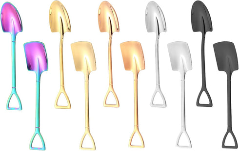 10Pcs Shovel Spoons Stainless Steel Spoon Reusable Dessert Spoons for Coffee Tea Ice Cream Fruit Sugar Cake...