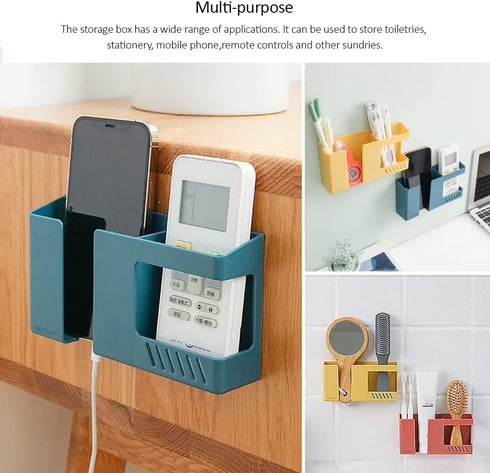 D3 Wall Mount Phone Holder, Punch-Free Wall-Mounted Mobile Phones Charging to Stand, Sticky Remote Control Storage Box Bedside Lazy Mobile Phone R...