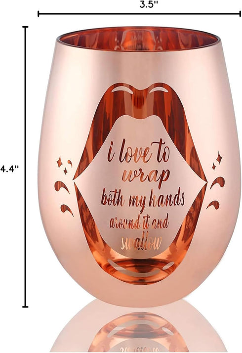 Naughty Bachelorette Gifts - Funny Gag Gifts for Women - I Love To Wrap Both My Hands Around It and Swallow Wine Glass 1 Count (Pack of 1)...