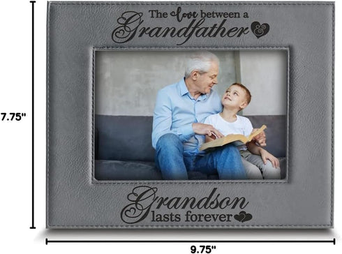 BELLA BUSTA-The Love Between a Grandfather & Granddaughter, Grandson Lasts Forever-Great Gift for Grandfather-Laser Engraved Leatherette Picture F...